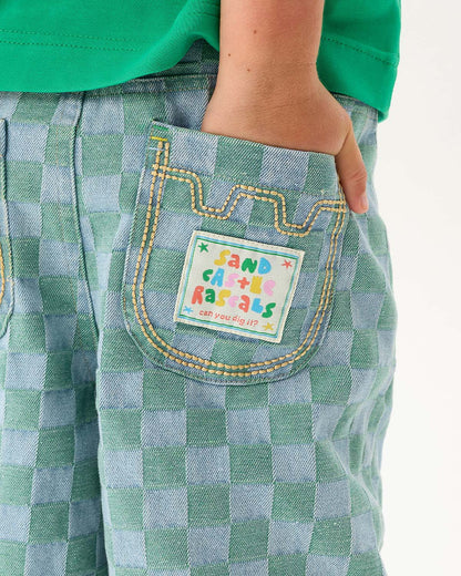 Check Denim Baggy Jean